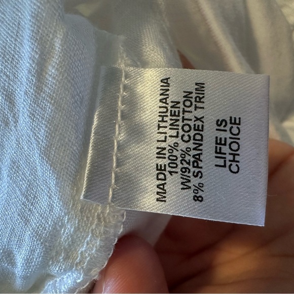 Flax Linen Slim Leg Pants Womens White Small - Picture 5 of 6